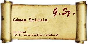 Gémes Szilvia névjegykártya